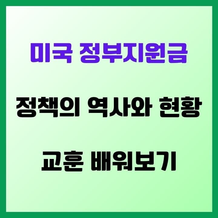 미국 정부지원금 정책, 그 역사와 현황을 한 눈에 알아보기! 2 미국-정부지원금-썸네일