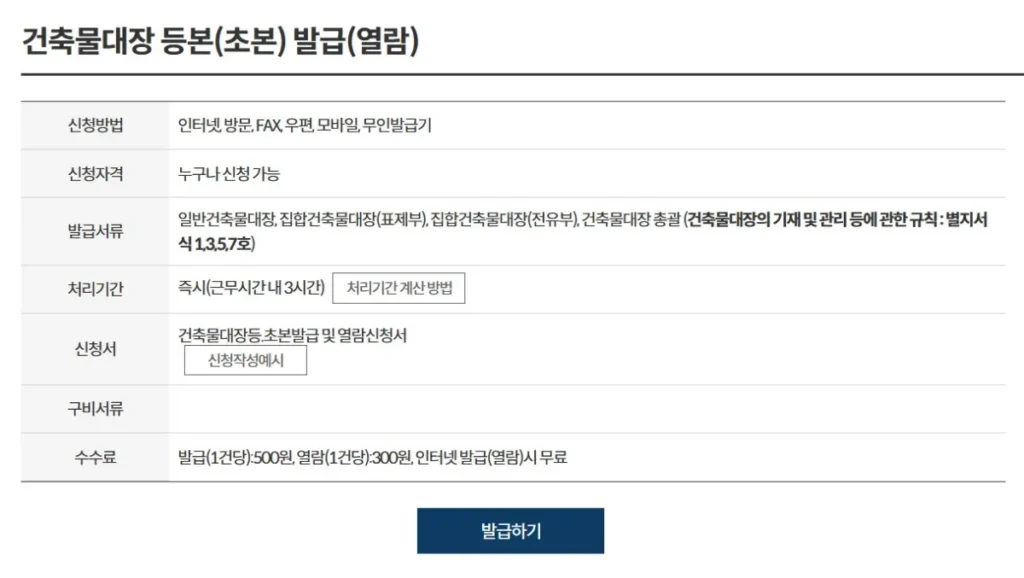 건축물대장 열람 사이트