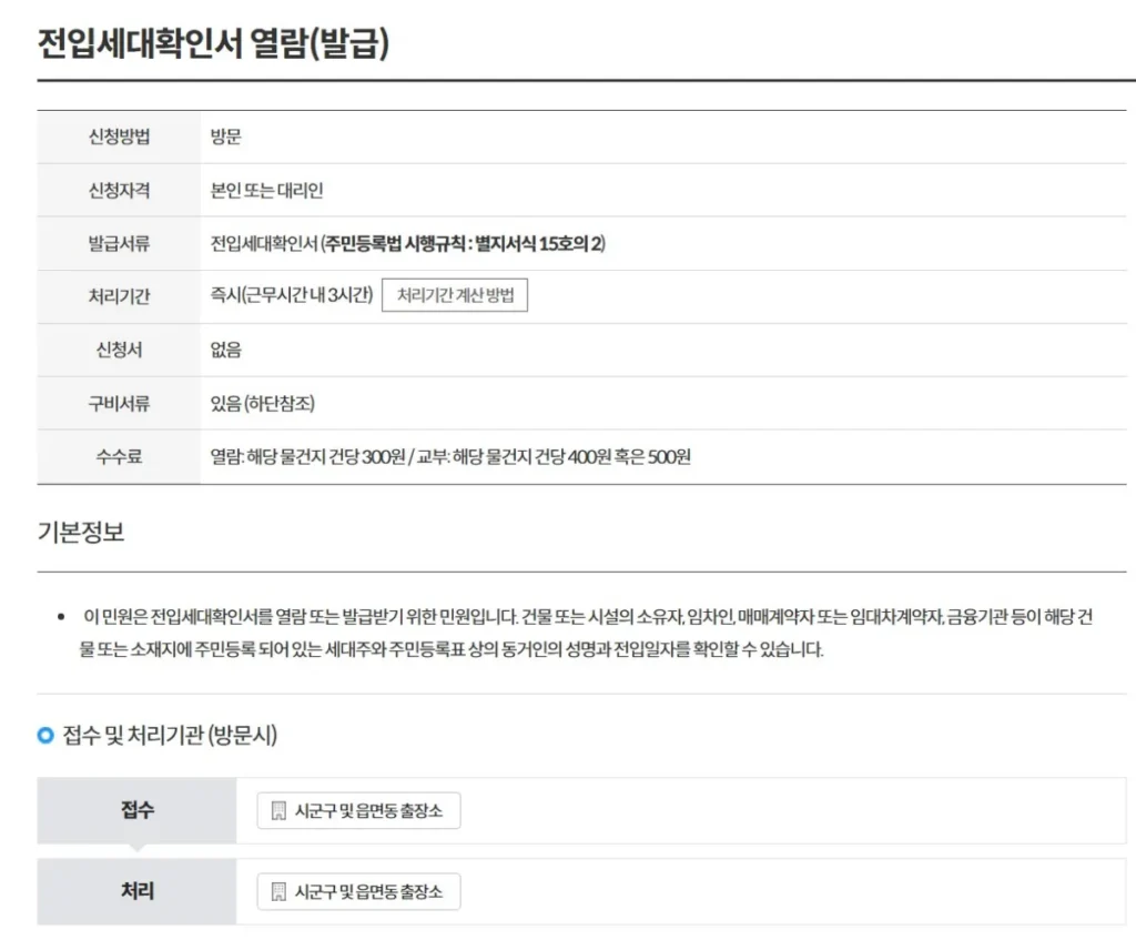전입세대 열람내역서 발급